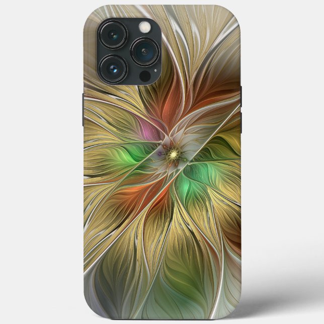 Floral Fantasy With Gold Modern Abstract Fractal Case-Mate iPhone Case (Back)