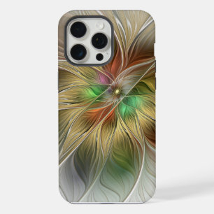 Floral Fantasy With Gold Modern Abstract Fractal iPhone 15 Pro Max Case