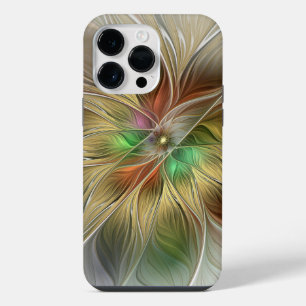 Floral Fantasy With Gold Modern Abstract Fractal iPhone 14 Pro Max Case