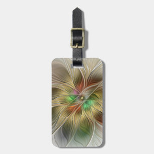 Floral Fantasy With Gold Modern Abstract Fractal Luggage Tag
