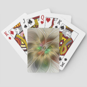 Floral Fantasy With Gold Modern Abstract Fractal Playing Cards