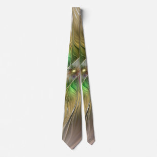 Floral Fantasy With Gold Modern Abstract Fractal Tie