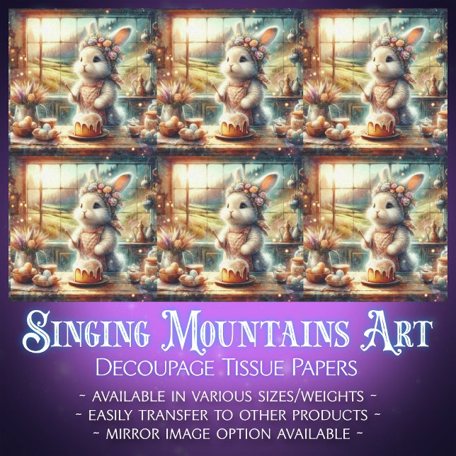 Floral Farmhouse Kitchen Easter Bunny Decoupage  Tissue Paper (Creator Uploaded)