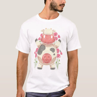 Floral Farming Farm Animal Lover Farmer Cute Cow T-Shirt