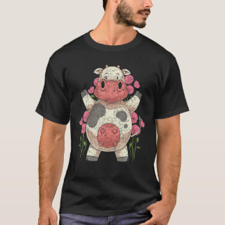 Floral Farming Farm Animal Lover Farmer Cute Cow T-Shirt