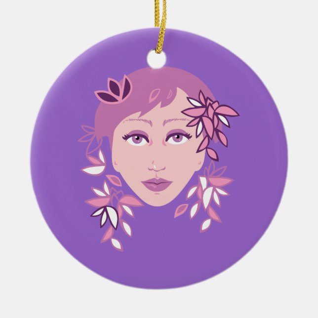 Floral Fashion Ceramic Tree Decoration (Front)