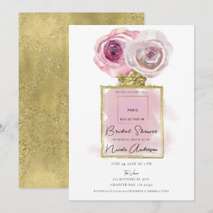Floral Fashion Perfume Pink Roses Bridal Shower Invitation