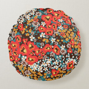 Floral fashion spring, summer woman dress round cushion