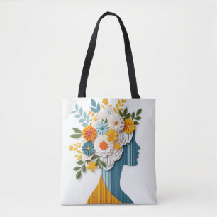 Floral Fashion Statement in Papercut Style Tote Bag