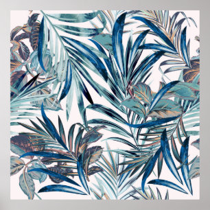 Floral fashion tropical vintage pattern with palm poster
