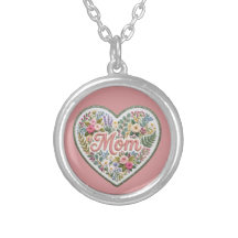 Floral Faux Embroidery Heart Mum