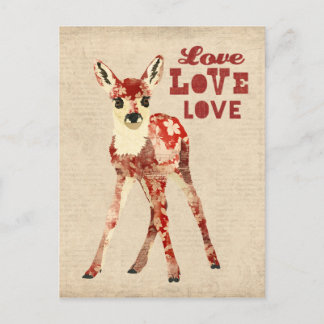 Floral Fawn Love Postcard