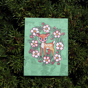 Floral Fawn                                        Postcard