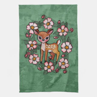 Floral Fawn Tea Towel
