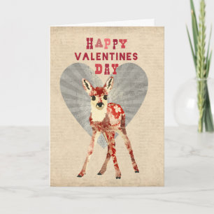 Floral Fawn Valentines Card