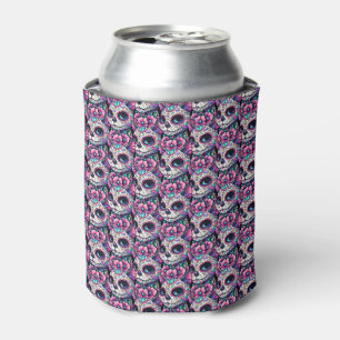 Floral Feline Dia de los Muertos Can Cooler