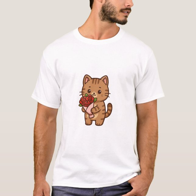 Floral Feline Love Boxy T-Shirt (Front)
