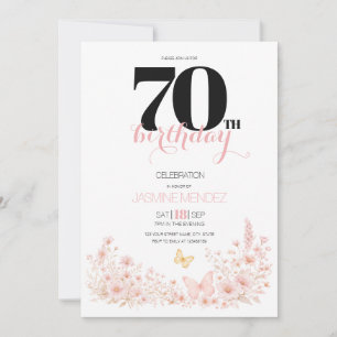 Floral Feminine Elegant 70 Birthday Invitation