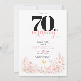 Floral Feminine Elegant 70 Birthday Invitation