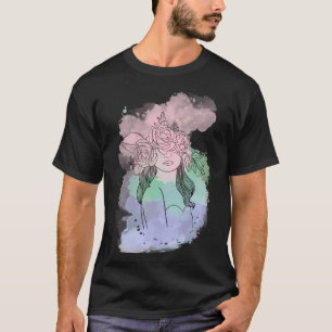 Floral Femme A Colorful Portrait of a Floral Enigm T-Shirt