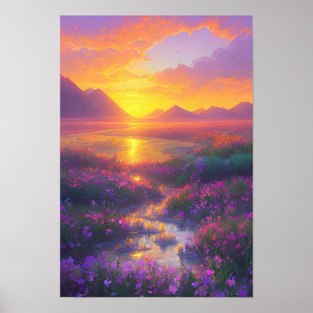 Floral Fields at Dusk Poster (Front)