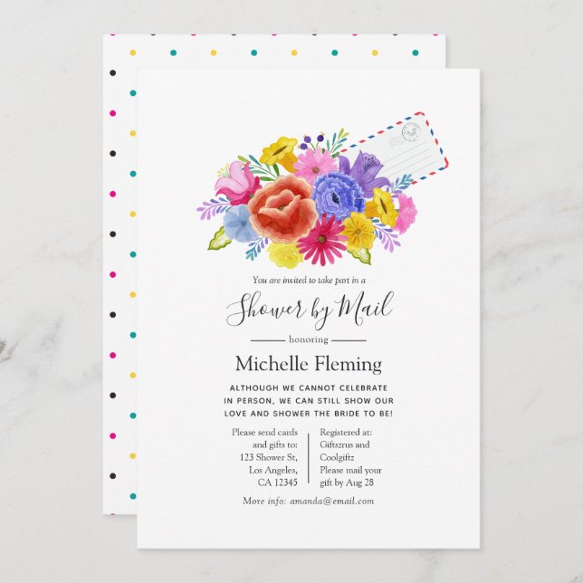 Floral Fiesta Bridal or Baby Shower by Mail Invitation (Front/Back)