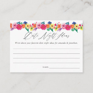 Floral Fiesta Bridal Shower Date Night Ideas Enclosure Card