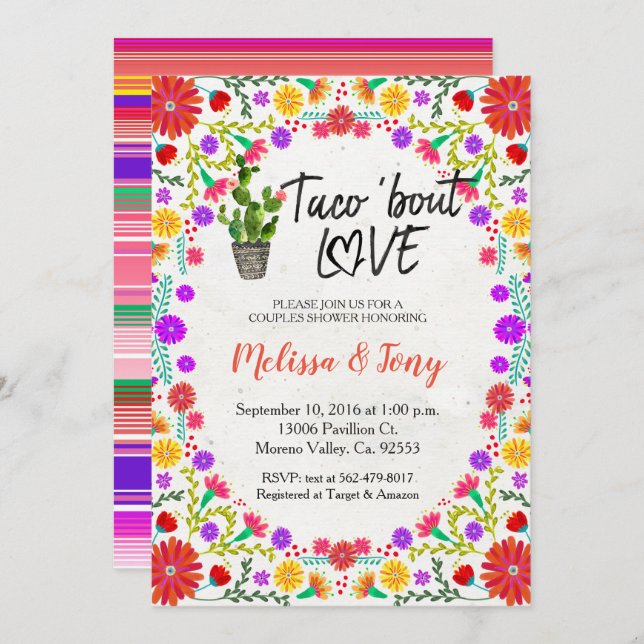 Floral Fiesta Couples Shower Invitation (Front/Back)