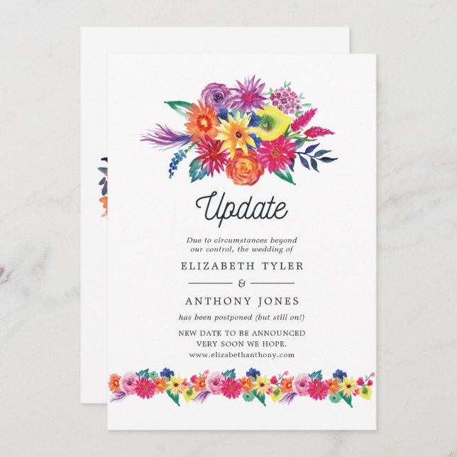 Floral Fiesta Wedding Update Invitation (Front/Back)