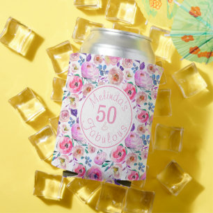 Floral Fifty and Fabulous Girly Roses Named Can Cooler