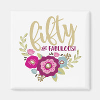 Floral Fifty Fabulous 50th birthday Pink Gold
