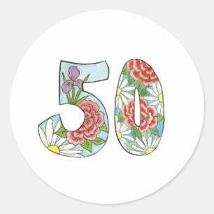 Floral Fifty Sticker