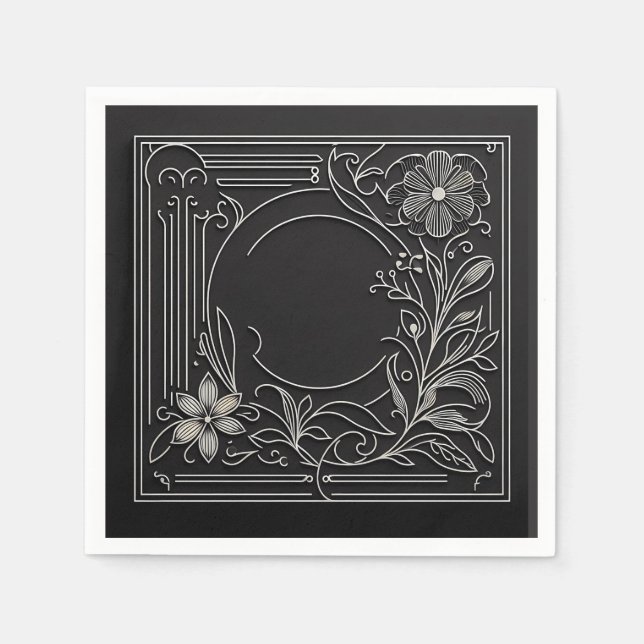 Floral Filigree Frame Napkin (Front)