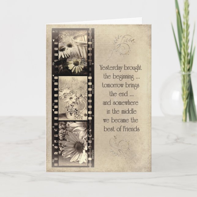 Floral Filmstrip for Friend Birthday Card (Front)