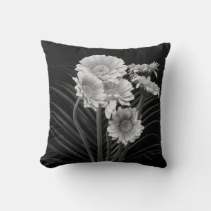Floral fine art still life detailed monochrome mac cushion