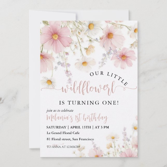 Floral First Birthday Invitation (Front)