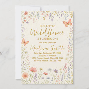 Floral First Birthday Invitation