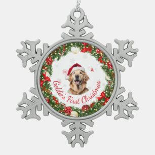 Floral First Christmas Classic keepsake for Pets Snowflake Pewter Christmas Ornament