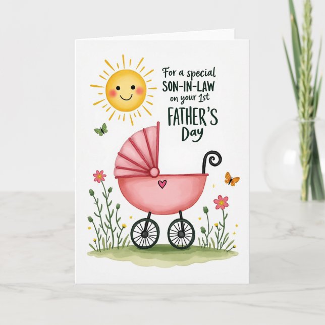 Floral First Fathers Day Image Card (Front)