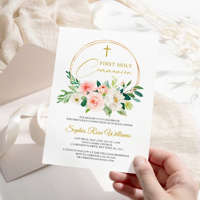 Floral First Holy Communion  Invitation (Creator Uploaded)
