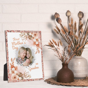 Floral First Mother's day as grandma Photo Plaque