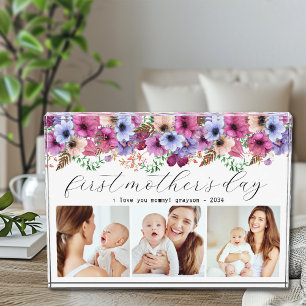 Floral First Mother's Day Three  Photo Block