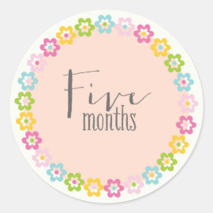 Floral Five Months New Baby Sticker