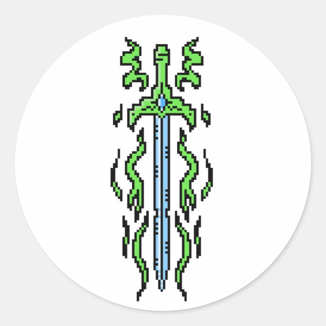 Floral Flame Longsword Fantasy Weapon Art Classic Round Sticker (Front)