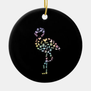 Floral Flamingo Cute Animal Aesthetic Lover Gift Ceramic Tree Decoration