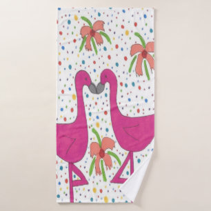 Floral Flamingo Fiesta Bath Towel Set