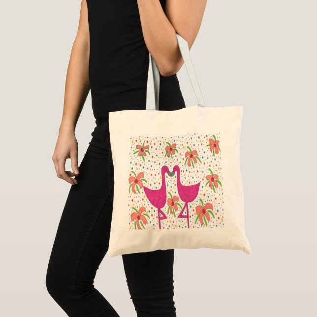 Floral Flamingo Fiesta Tote Bag (Front (Product))