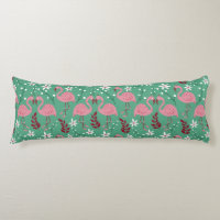 Floral flamingo seamless pattern pink green