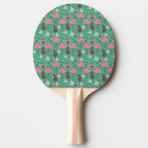 Floral flamingo seamless pattern pink green ping pong paddle