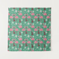 Floral flamingo seamless pattern pink green